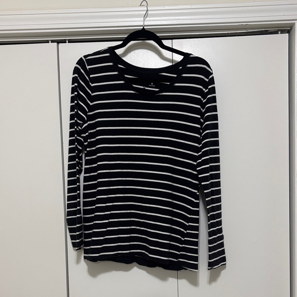 a.n.a Black and White Striped Top